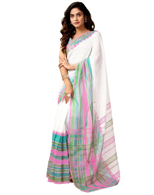 Vasthrlay Chanderi Printed Unstitched Blue Saree