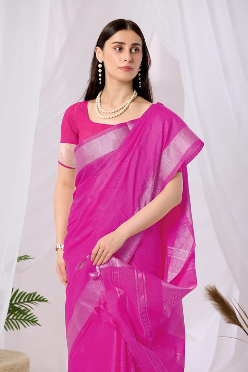 Vasthrlay Unstitched Double Line Orange Free Ethnic Wear