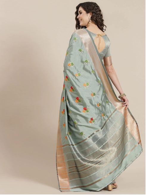 Vasthrlay Colourful Embroidery Saree