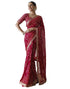 Vasthrlay Georgette Bandhani Unstitched Purple Saree