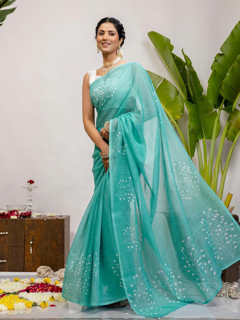 Vasthrlay Printed White1 White Saree