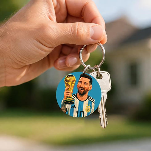 Acrylic Cricket And Football Theme Keychain For Car And Bike