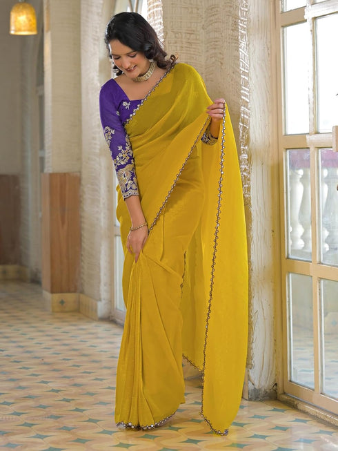 Vasthrlay Georgette Embroidery Peach Saree