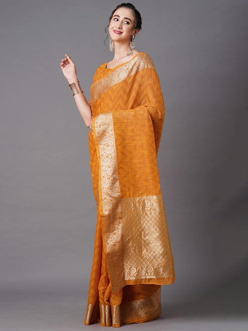 Vasthrlay Banarasi Unstitched Musturd Ethnic Wear