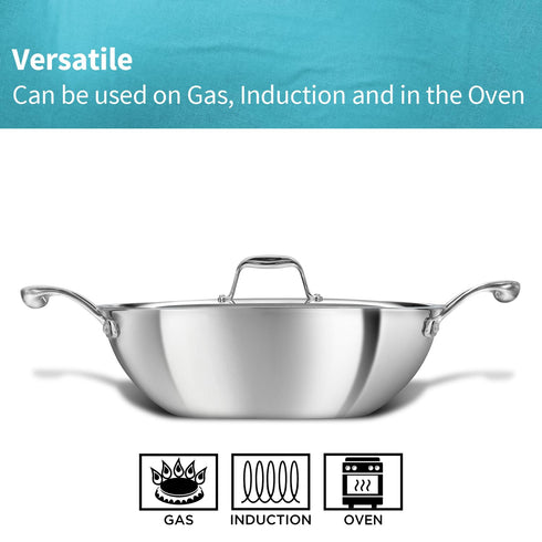Hawkins Pro 3.5 Litre Deep-Fry Pan Triply Stainless Steel Kadhai