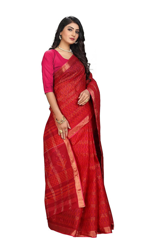Vasthrlay Cotton Printed Green Saree