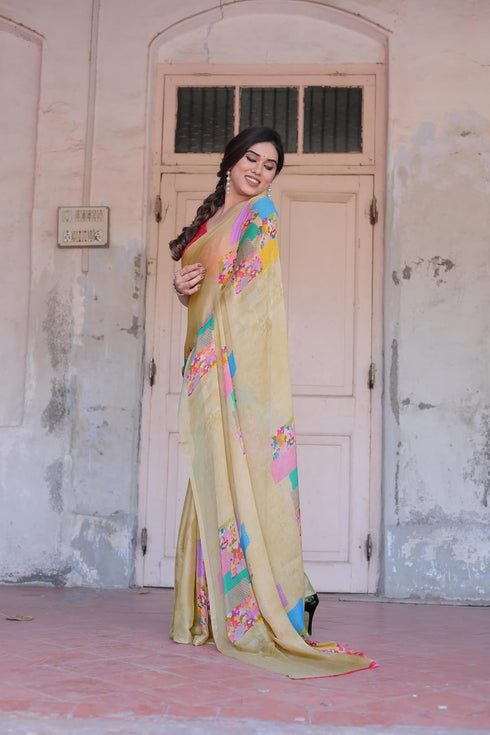 Vasthrlay Fashion Chiffon Printed Red Ethnic Wear