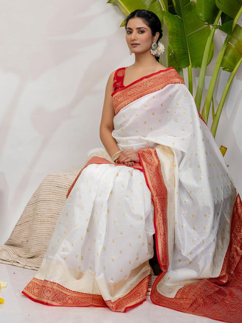 Vasthrlay Weaving White1 White Saree