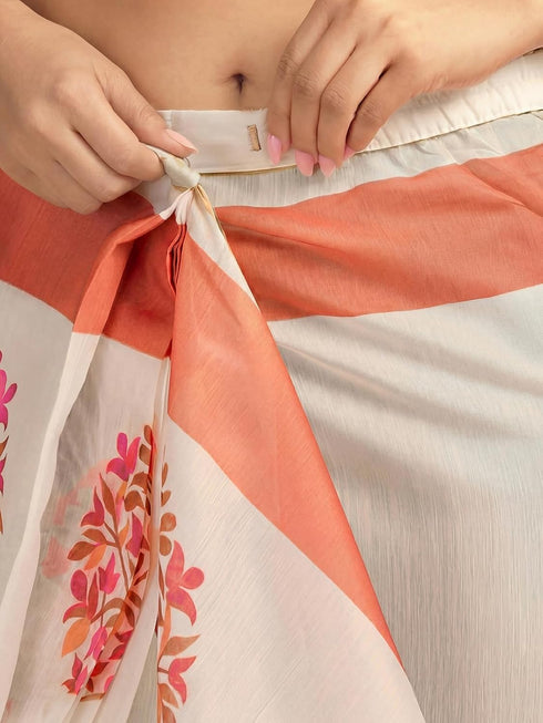Vasthrlay Printed Peach1 Saree