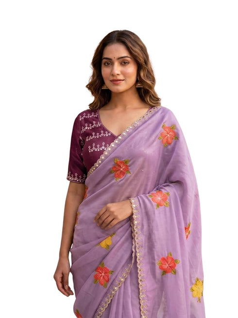 Vasthrlay Handcrafted Embroidered Contrast