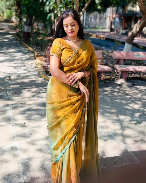 VasthrlayBoarder Unstitched Chhaavax Mustard Free Ethnic Wear