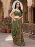 Vasthrlay Multicolour Floral Print Ready To Wear Linen Saree