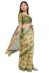 Vasthrlay Green Paisley Printed Linen Saree With Unstitched Blouse Piece