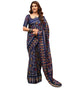 Vasthrlay Womens Printed Navy Blue1 Saree With Unstitched Blouse Piece