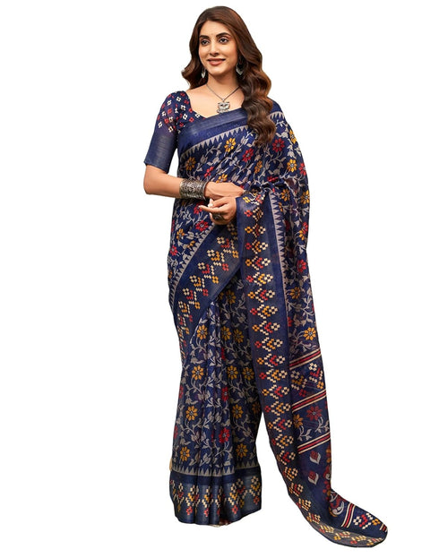 Vasthrlay Womens Printed Unstitched Green Saree