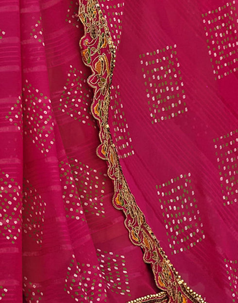 Vasthrlay Georgette Embroidery Unstitched Red Saree