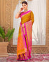 Vasthrlay Banarasi Jacquard Unstitched Mustard Saree