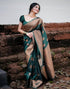 Vasthrlay Banarasi Jacquard Rama Green Saree With Unstitched Blouse Piece