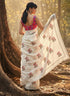 Vasthrlay Georgette Embroidery White Ethnic Wear