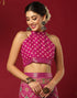 Vasthrlay Georgette Bandhani Unstitched Wine Saree