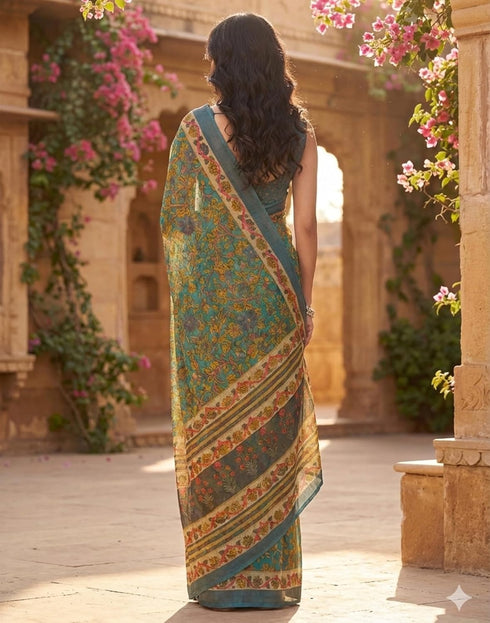 Vasthrlay Womens Printed Unstitched Purple Saree