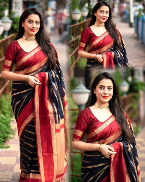 Vasthrlay Kanjivaram Unstitched Material Suitable Az Ys Og Chamkili Parent Black Ethnic Wear