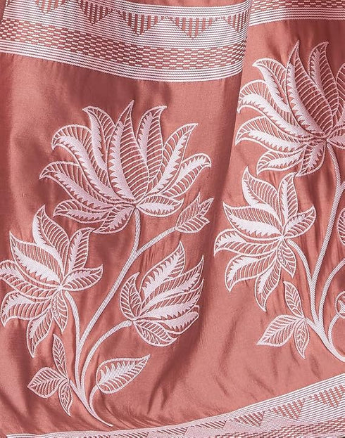 Vasthrlay Womens Kanjivaram Unstitched Dusty Pink Saree