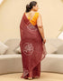 Vasthrlay Chanderi Printed Brown Saree With Unstitched Blouse Piece