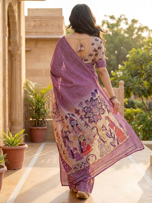 Vasthrlay Banglori Printed Dusty Saree