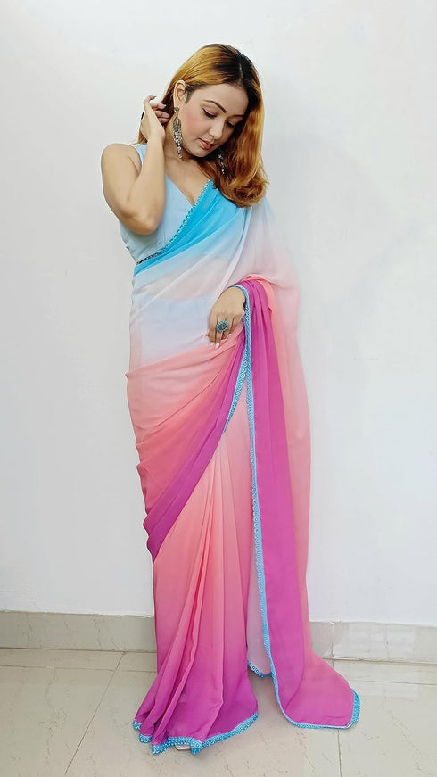 Vasthrlay Printed Georgette Unstitched Paddingggg Multicolour Free Ethnic Wear