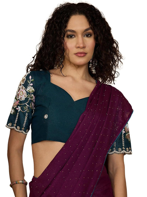 Vasthrlay Shimmer Georgette Dark Saree