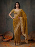 Vasthrlay Scalloped Embroidery Unstitched Dark Green Saree