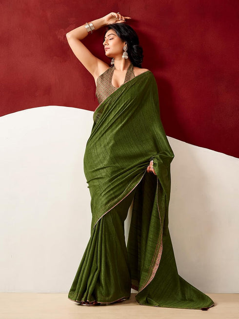 Vasthrlay Embroidery Peach Saree
