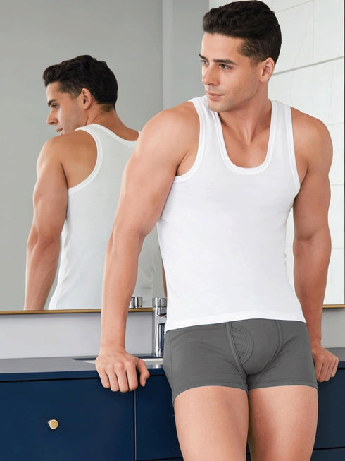 Dixcy Scott Originals Clasz Vest | 100% Combed Cotton | Men's Vest | No-Peep Neckline | Breathable, Sweat Absorbent Vest for Men | Cut Away Back Arm Hole | Innerwear for Man | Pack of 3 Regular Fit