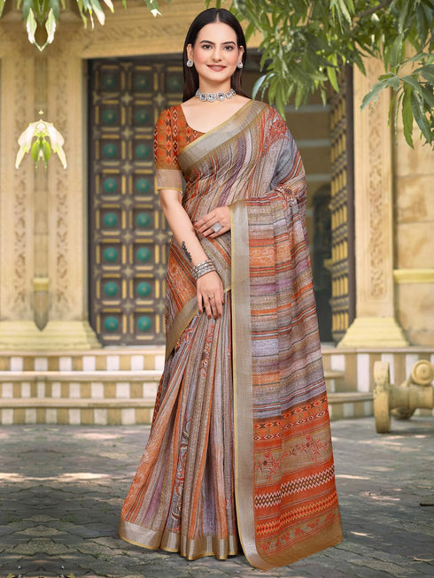 Vasthrlay Elephant Printed Unstitched Sai Ethnic Wear