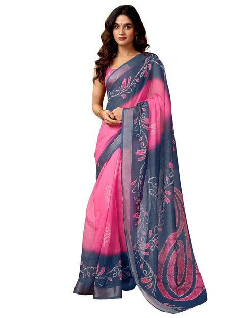 Vasthrlay Womens Cotton Printed Pink Saree