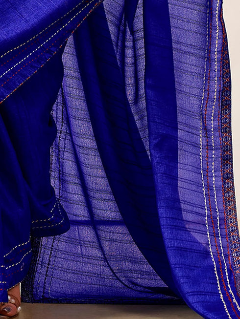 Vasthrlay Embroidery Peach Saree