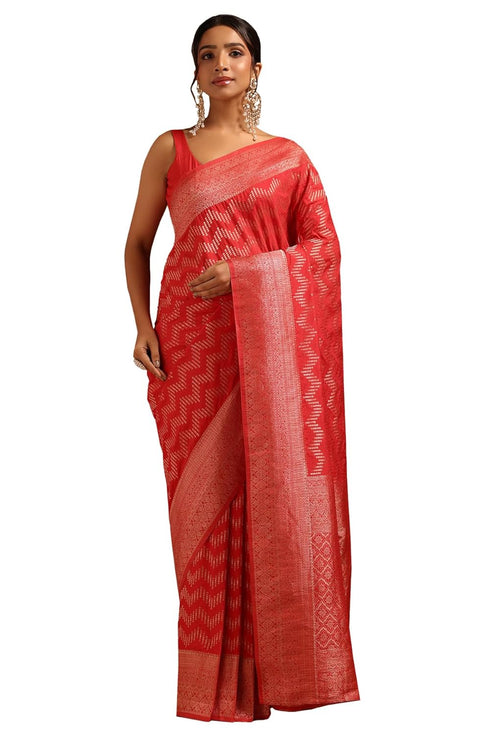 Vasthrlay Orange Georgette Woven