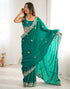 Vasthrlay Scalloped Embroidery Unstitched Red Saree