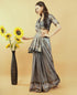 Vasthrlay Beige Rust Geometric Print Polyester Saree With Dull Gold Zari Border And Unstitched Blouse Piece
