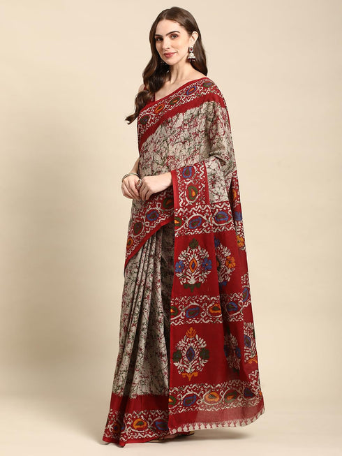 Vasthrlay Cotton Printed Mulmul Black Saree