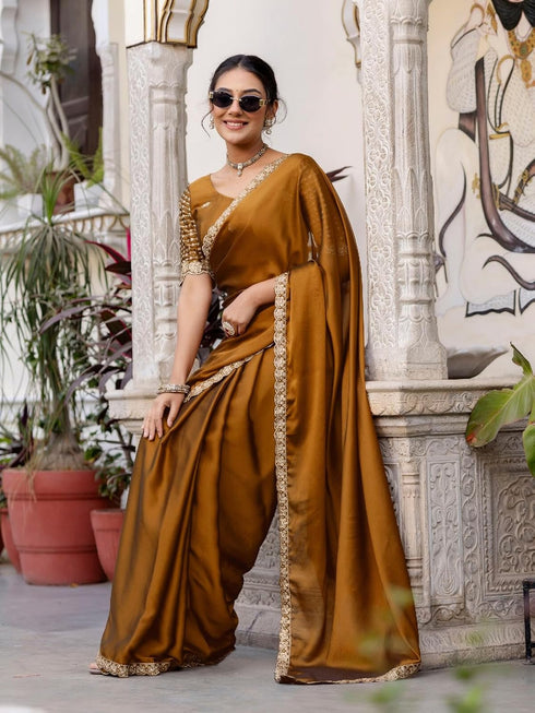 Vasthrlay Sequins Embroidery Black Saree