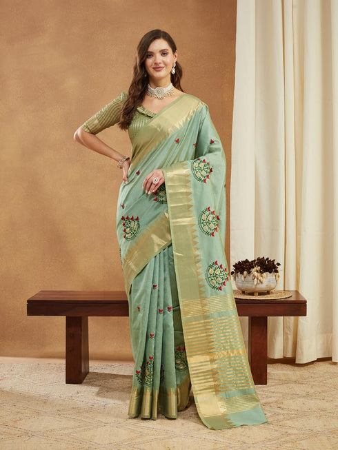 Vasthrlay Multi Embroidered Unstitched Saree