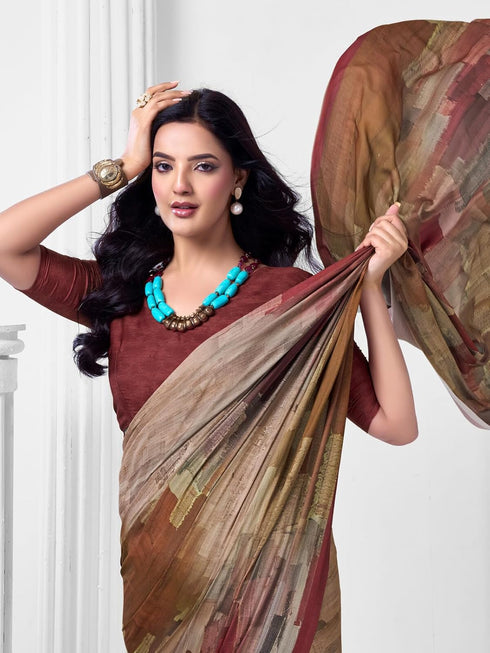 Vasthrlay Abstract Printed Unstitched Multicolor Saree