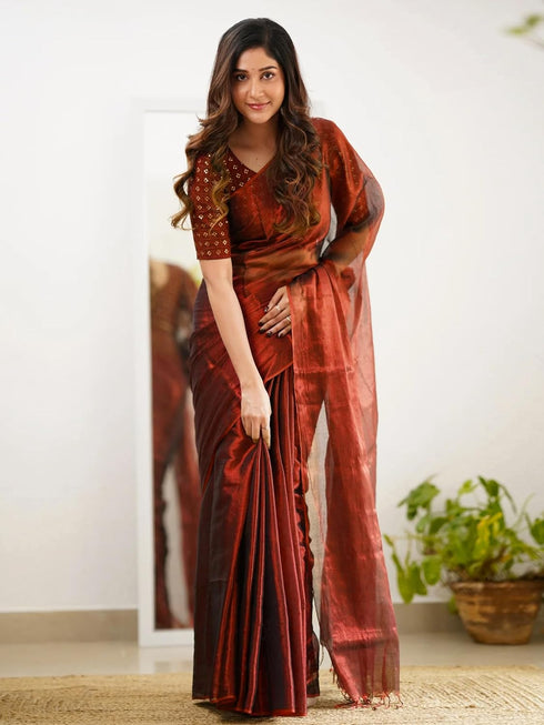 Vasthrlay Handloom Embroidery Unstitched Gold Ethnic Wear