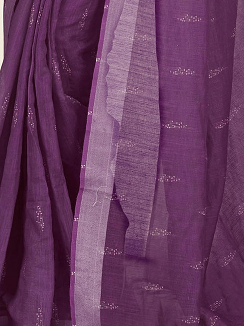 Vasthrlay Womens Printed Purple Saree With Unstitched Blouse Piece