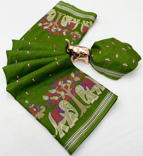 Vasthrlay Kalamkari Elephant Contrast