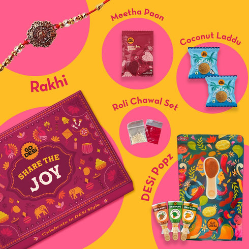 Go Desi Rakhi Gift Box – 11 Items | Rakhi Gift for Brother
