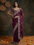 Vasthrlay Scalloped Embroidery Unstitched Dark Green Saree