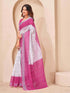 Vasthrlay Bandhani Embroidery Unstitched White Saree